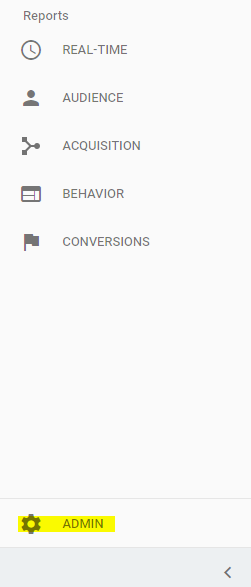 Admin Navigation Google Analytics